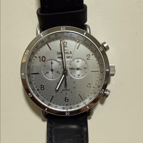 Shinola Silver Watch with Black Strap - Picture 1 of 8